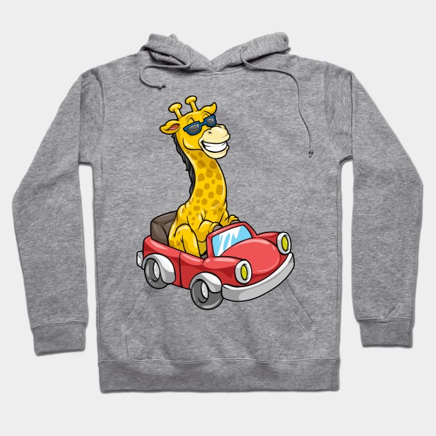 Giraffe with Sunglasses and Car Hoodie by Markus Schnabel